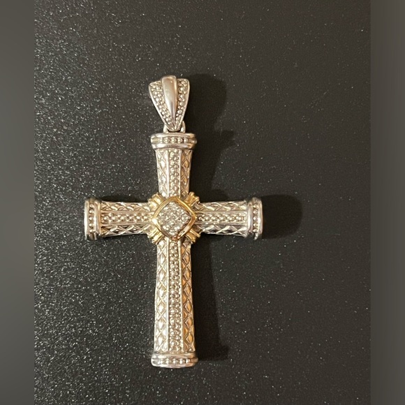 Jewelry - Sterling Silver /14k Large Diamond Cross